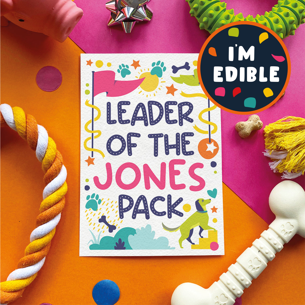 personalised funny cards for dogs leader of the pack edible Scoff