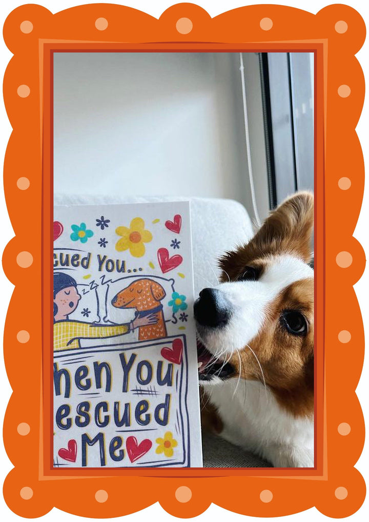 Dog with a Scoff Paper Gotcha Day card