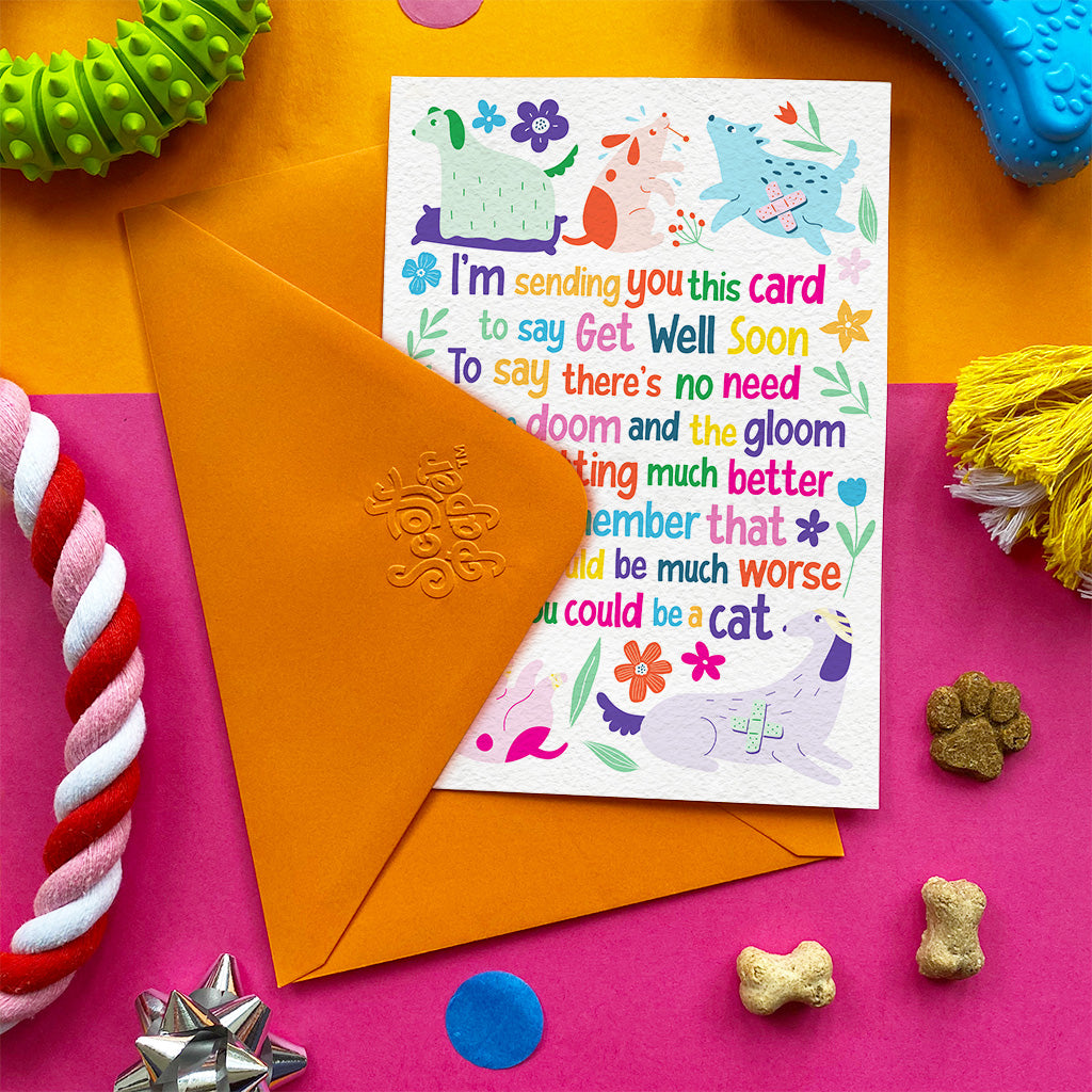 Edible Dog Get Well Soon Poem Card Funny Healing Gift for Dogs