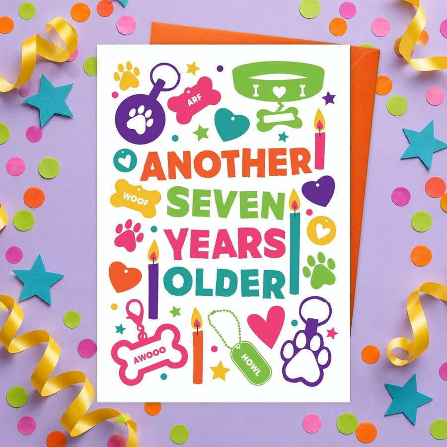 Another Seven Years Older – Edible Dog Birthday Card (Bacon)
