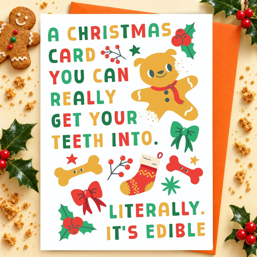 Get Your Teeth Into It – Edible Dog Christmas Card (Chicken)