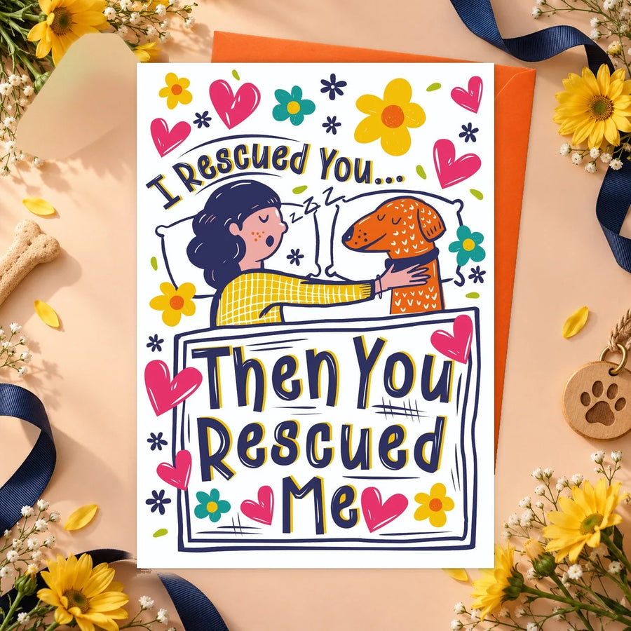 I Rescued You – Then You Rescued Me – Edible Dog Gotcha Day Card (Chicken)