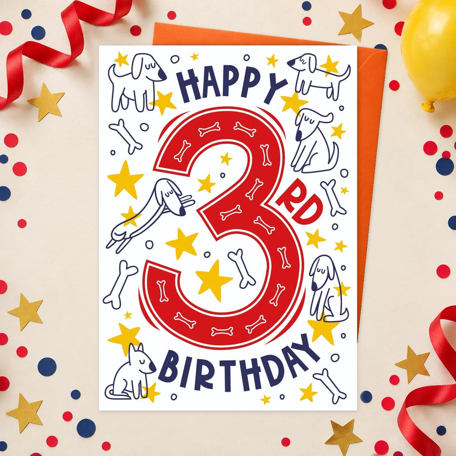 Happy 3rd Birthday – Edible Dog Birthday Card (Chicken)