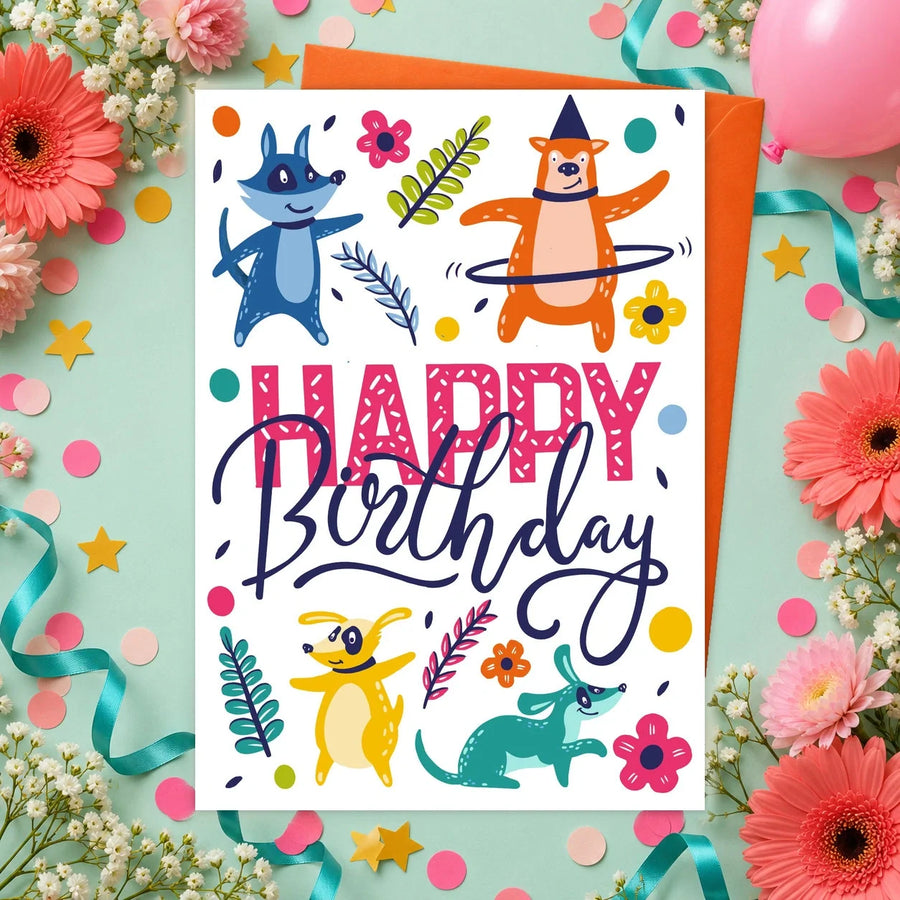 Happy Birthday Flowers – Edible Dog Birthday Card (Bacon)
