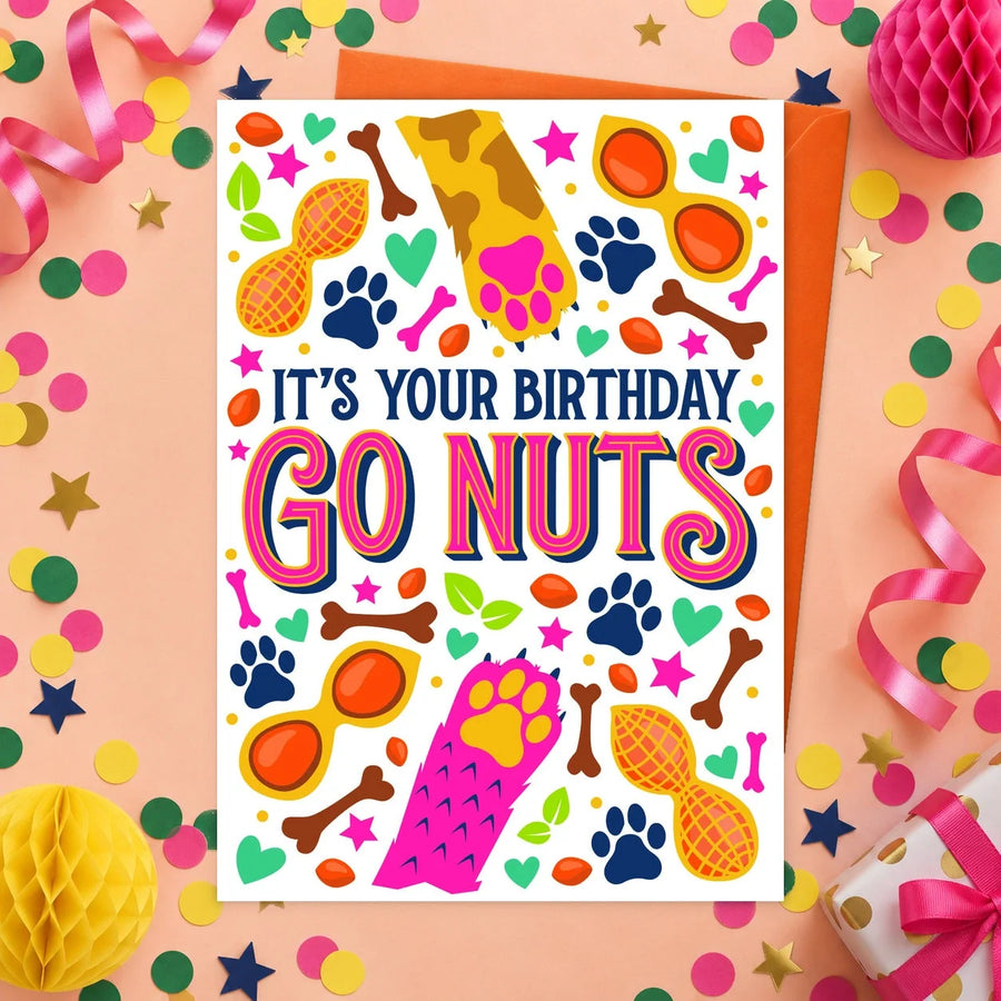 Go Nuts! – Edible Dog Birthday Card (Peanut Butter)