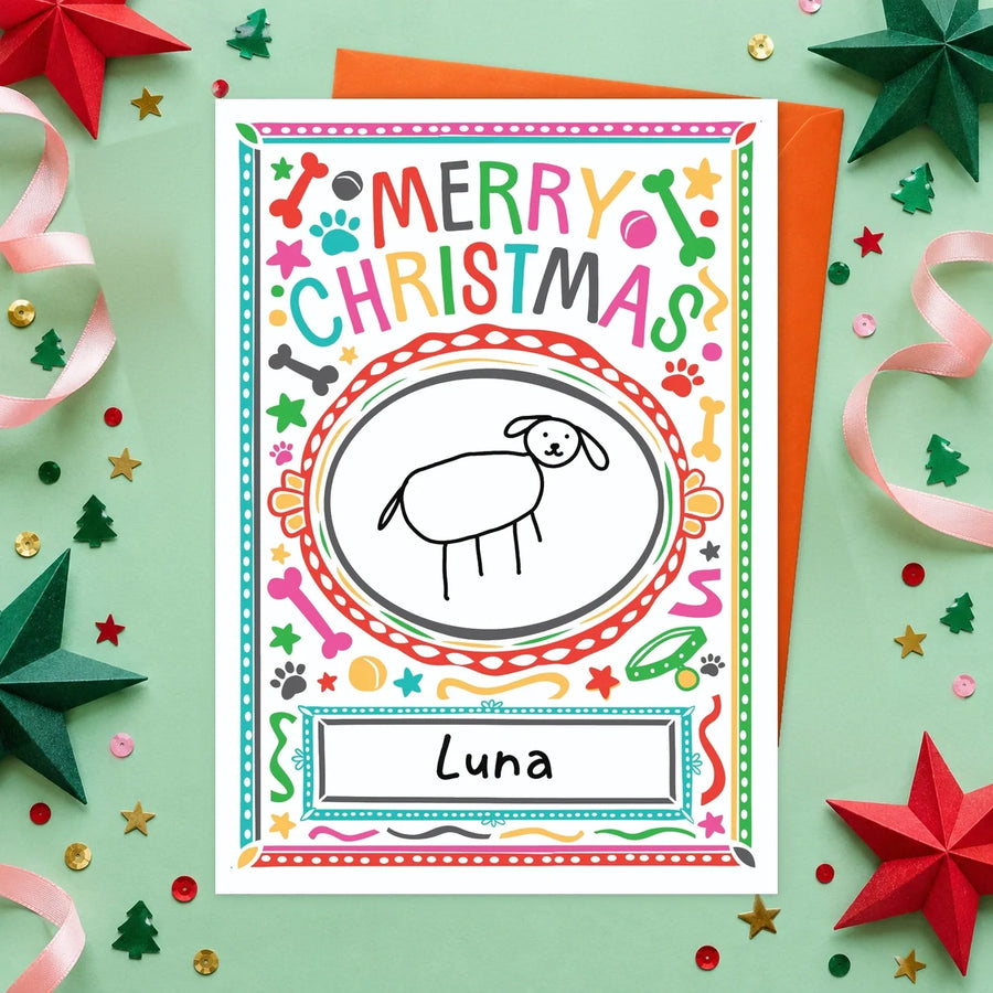 Paw-trait – Draw Your Own Dog – Edible Dog Christmas Card & Pen Set (Bacon)