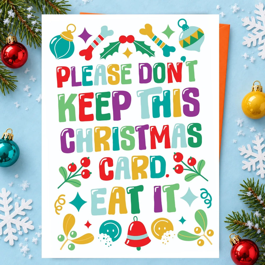 Please Don’t Keep This – Edible Dog Christmas Card (Bacon)